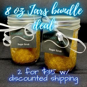 Bundle of two handcrafted 8oz sugar scrubs by Radiant Waves